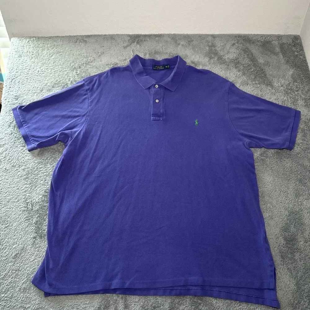 Polo Ralph Lauren Men's 3XLT Purple Short Sleeve Polo Shirt Green Pony